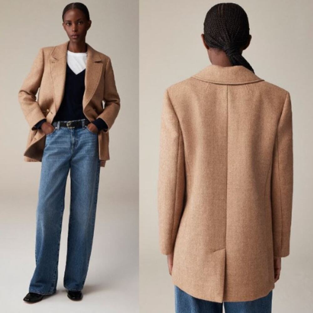 J. Crew Italian Wool-Blend Melton Classic Peacoat CF105 Soft Brown Size 14 NWT